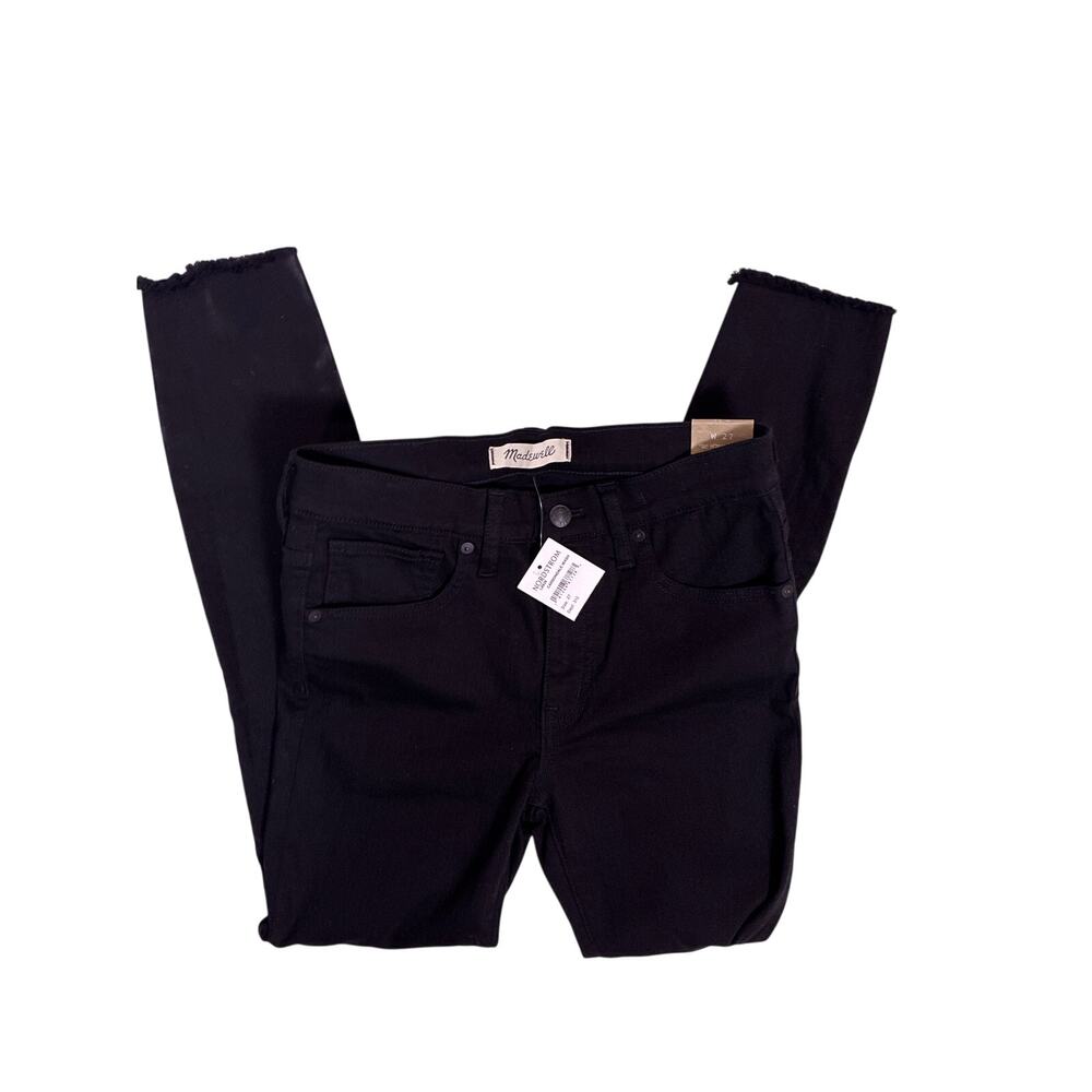 Madewell NWT Skinny Black Jeans Raw Hem Women’s Size 27 Small Denim High Rise